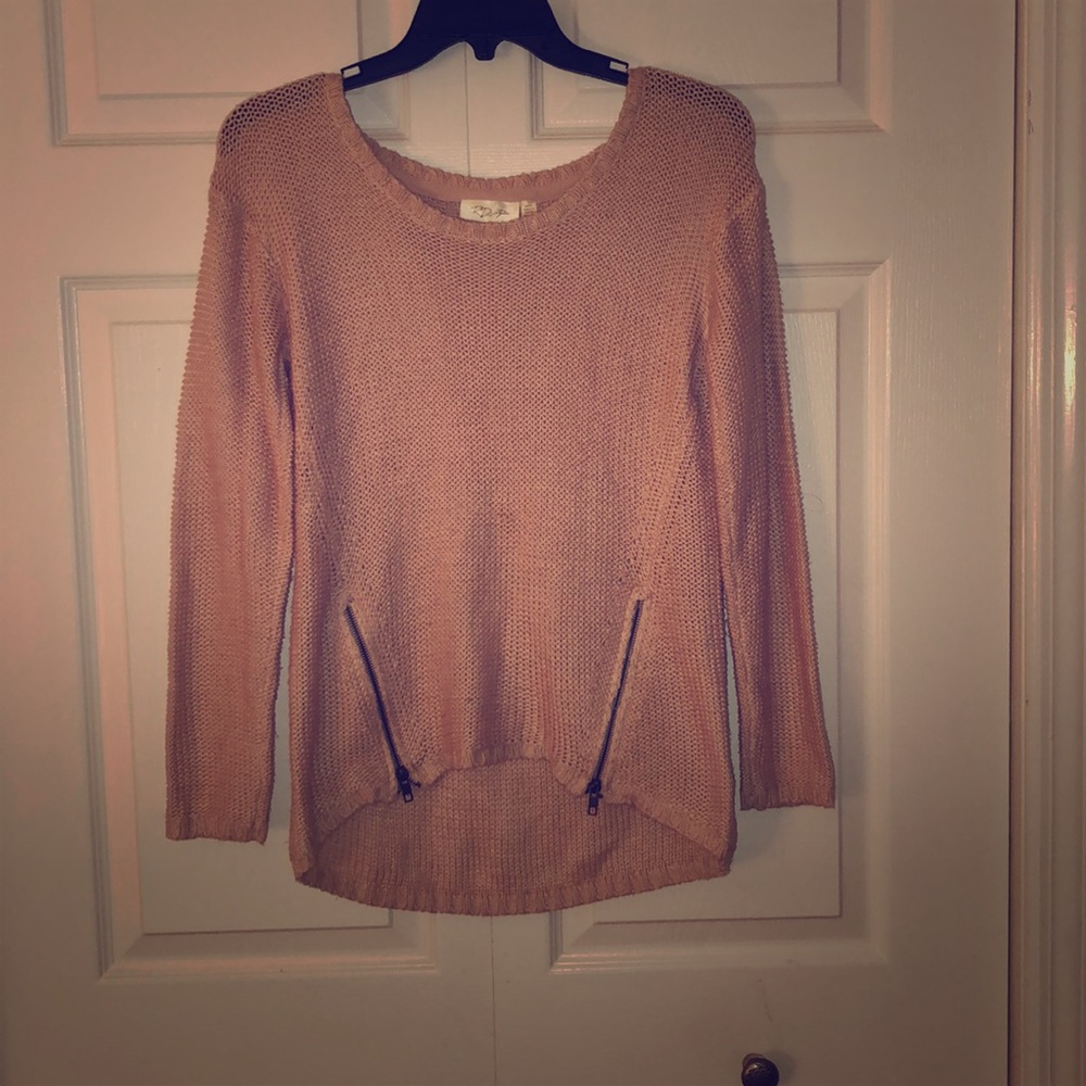 Women’s Small Light Pink Sweater with Zippers